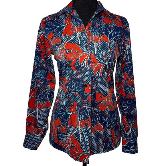 Pykettes Tops - Vintage 70s Pykettes Women M L Button Down Long Sleeve Top Boho Retro Hippie